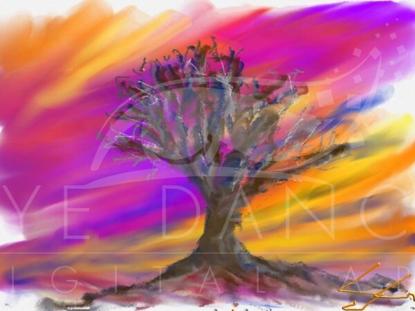 February Oak Sunset - Digital art painted with Eye Gaze technology